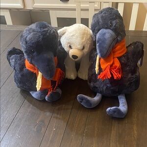 NWT Bulk 3 Plush Black Bird Toy with Orange Scarf and polar bear